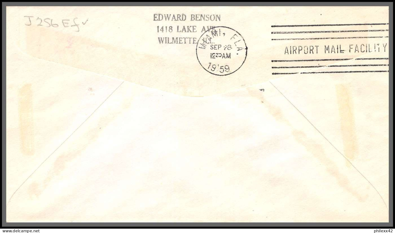 12346 Am 2 San Fancisco Miami St Louis 27/9/1959 Premier Vol First Jet Service Flight Lettre Airmail Cover Usa Aviation - 2c. 1941-1960 Storia Postale