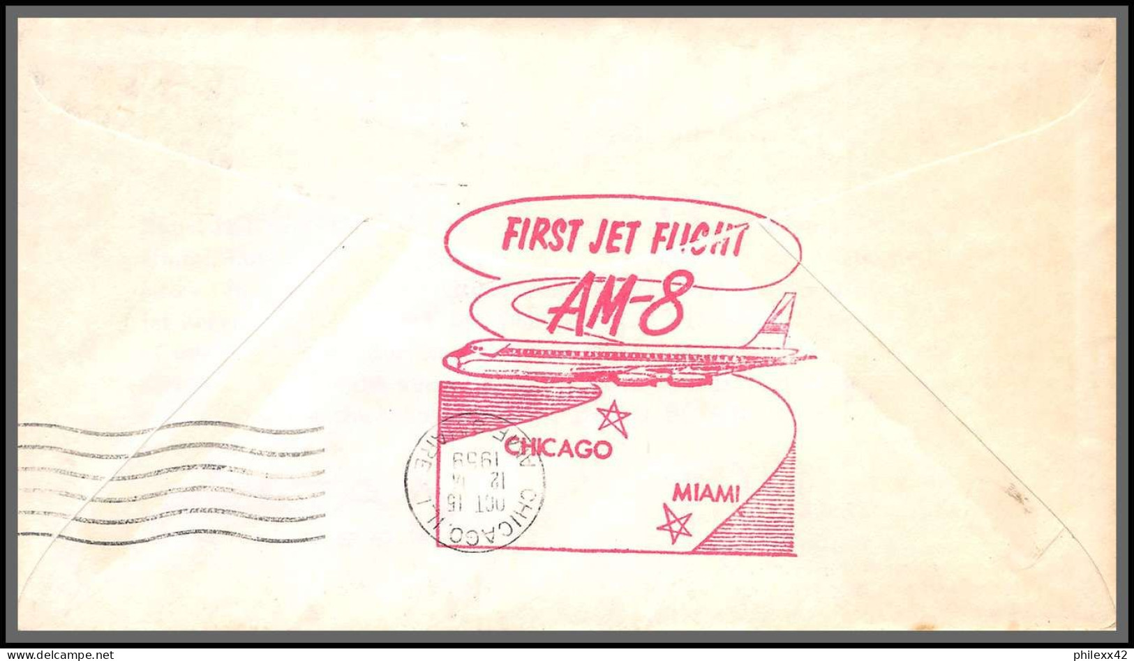 12342 Am 8 Royal Service 15/10/1959 Miami Premier Vol First Delta Jet Flight Lettre Airmail Cover Usa Aviation - 2c. 1941-1960 Lettres