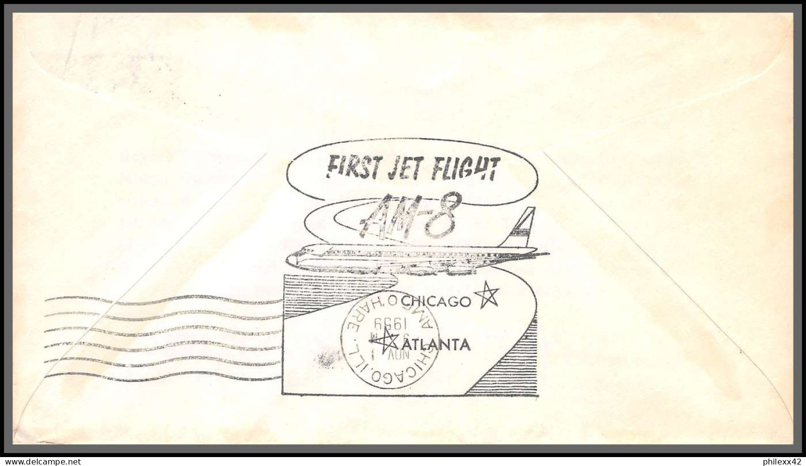 12344 Am 8 Royal Service 1/11/1959 Atlanta Premier Vol First Delta Jet Flight Lettre Airmail Cover Usa Aviation - 2c. 1941-1960 Storia Postale
