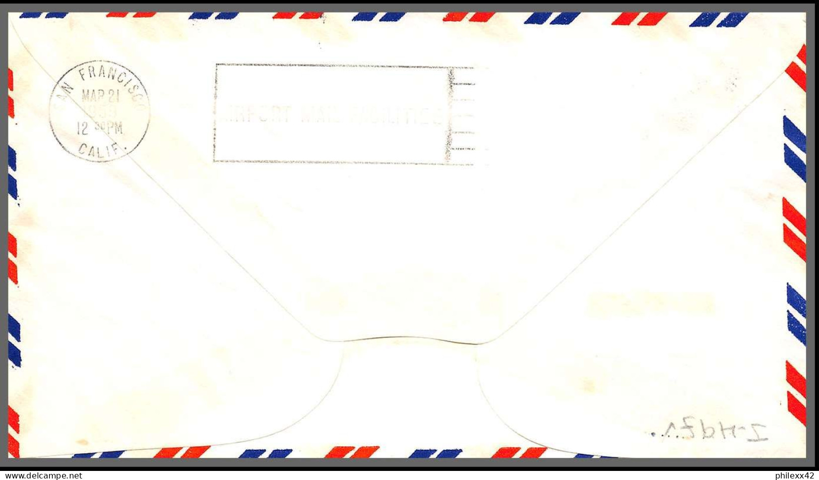 12312 Am 2 First Jet Service New York To San Francisco 21/3/1959 Premier Vol First Flight Lettre Airmail Cover Usa  - 2c. 1941-1960 Brieven