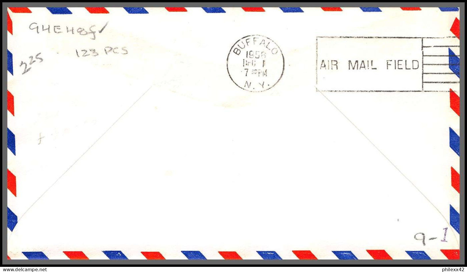 12291 Am 94 Detroit Buffalo 1/12/1957 Premier Vol First Flight Lettre Airmail Cover Usa Aviation - 2c. 1941-1960 Storia Postale