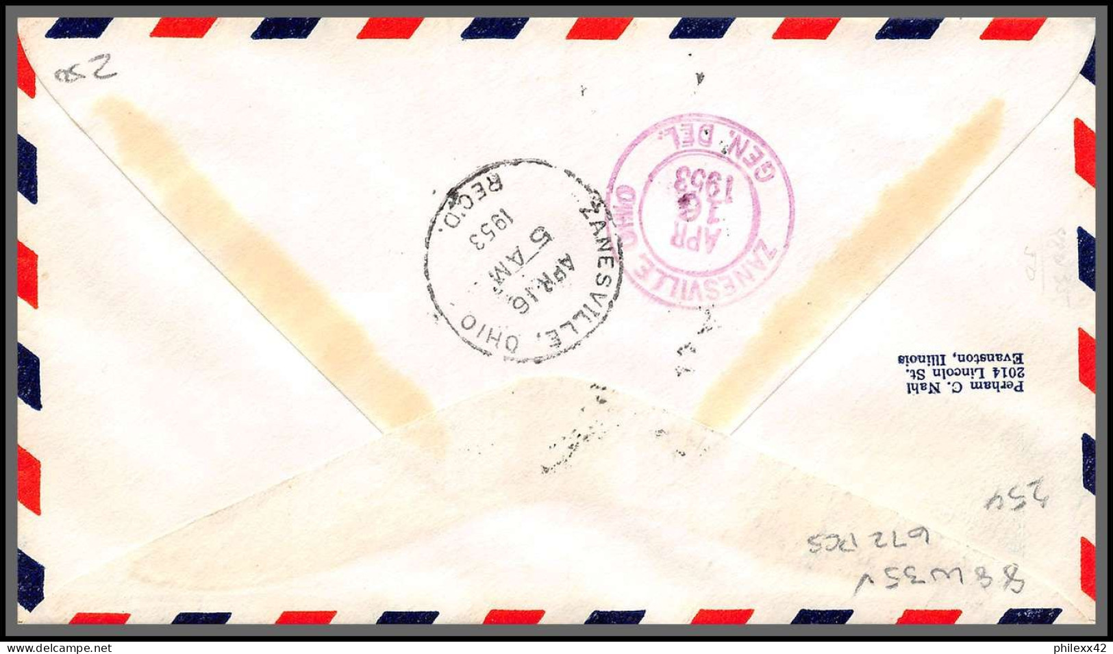 12226 Pittsburgh 15/4/1953 Lettre Airmail Cover Usa Aviation - 2c. 1941-1960 Brieven