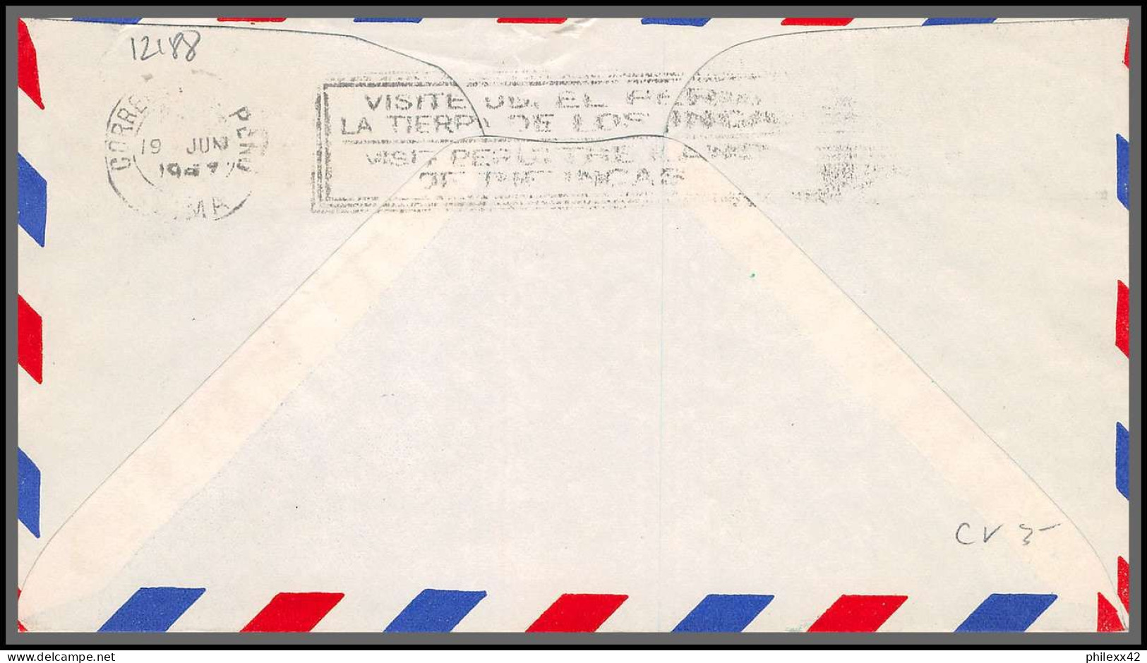 12188 Enveloppe Verte Fam 34 Houston To Lima Perou Peru 18/6/1948 Premier Vol First Flight Lettre Airmail Cover Usa Avia - 2c. 1941-1960 Lettres