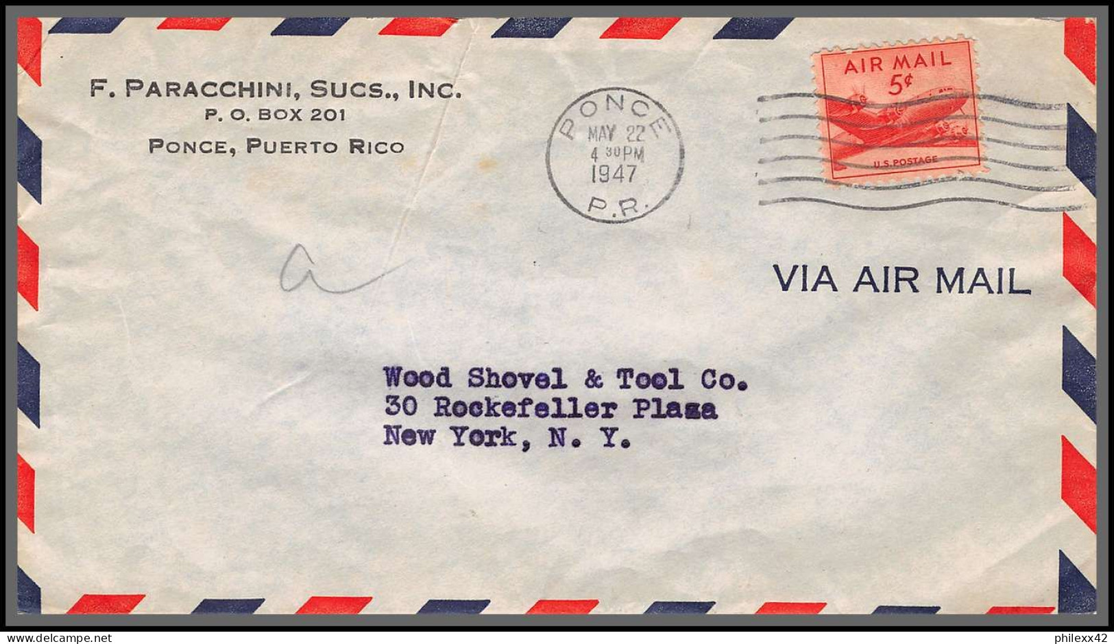 12183 Ponce Puerto Rico 22/5/1946 Lettre Airmail Cover Usa Aviation - 2c. 1941-1960 Lettres