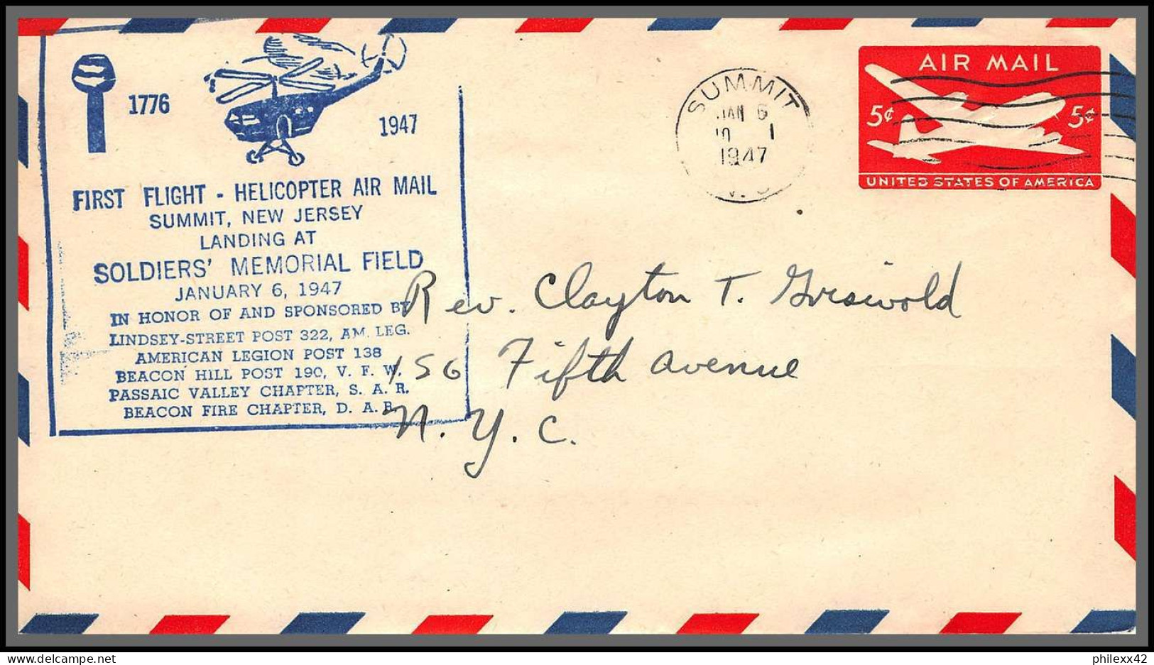 12182 Summit 6/1/1946 Premier Vol First Flight Helicopter Lettre Air Mail Cover Usa Aviation - 2c. 1941-1960 Lettres