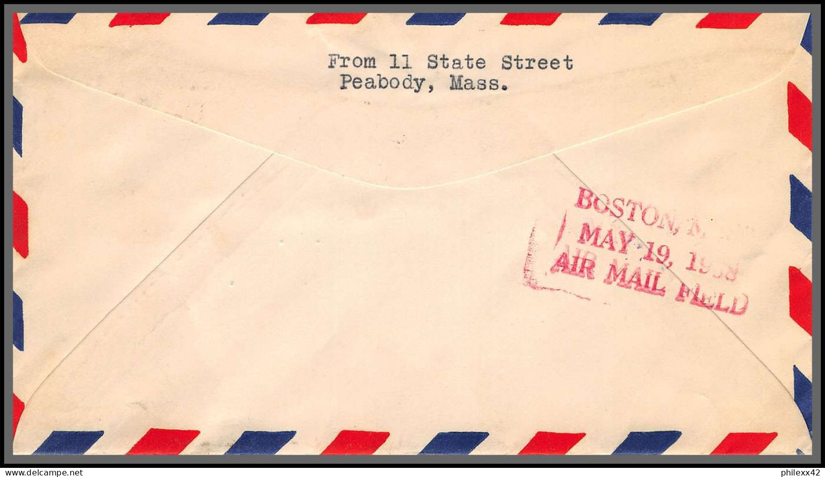 12115 Peabody 19/5/1938 Premier Vol First Flight Lettre Airmail Cover Usa Aviation - 1c. 1918-1940 Brieven