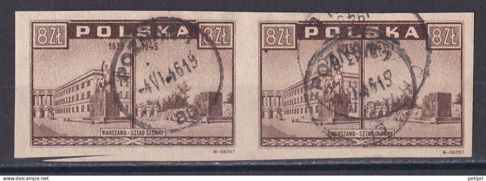 Pologne - République 1944 - 1960   Y & T N °  459  Paire  Oblitérée - Usati