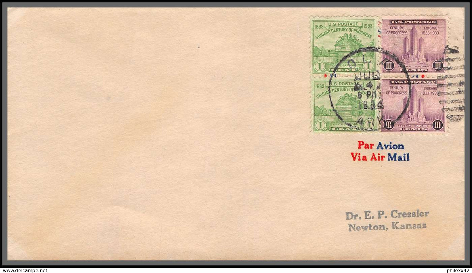 12100 Par Avion Newton Kansas /1935 Premier Vol First Flight Lettre Airmail Cover Usa Aviation - 1c. 1918-1940 Covers