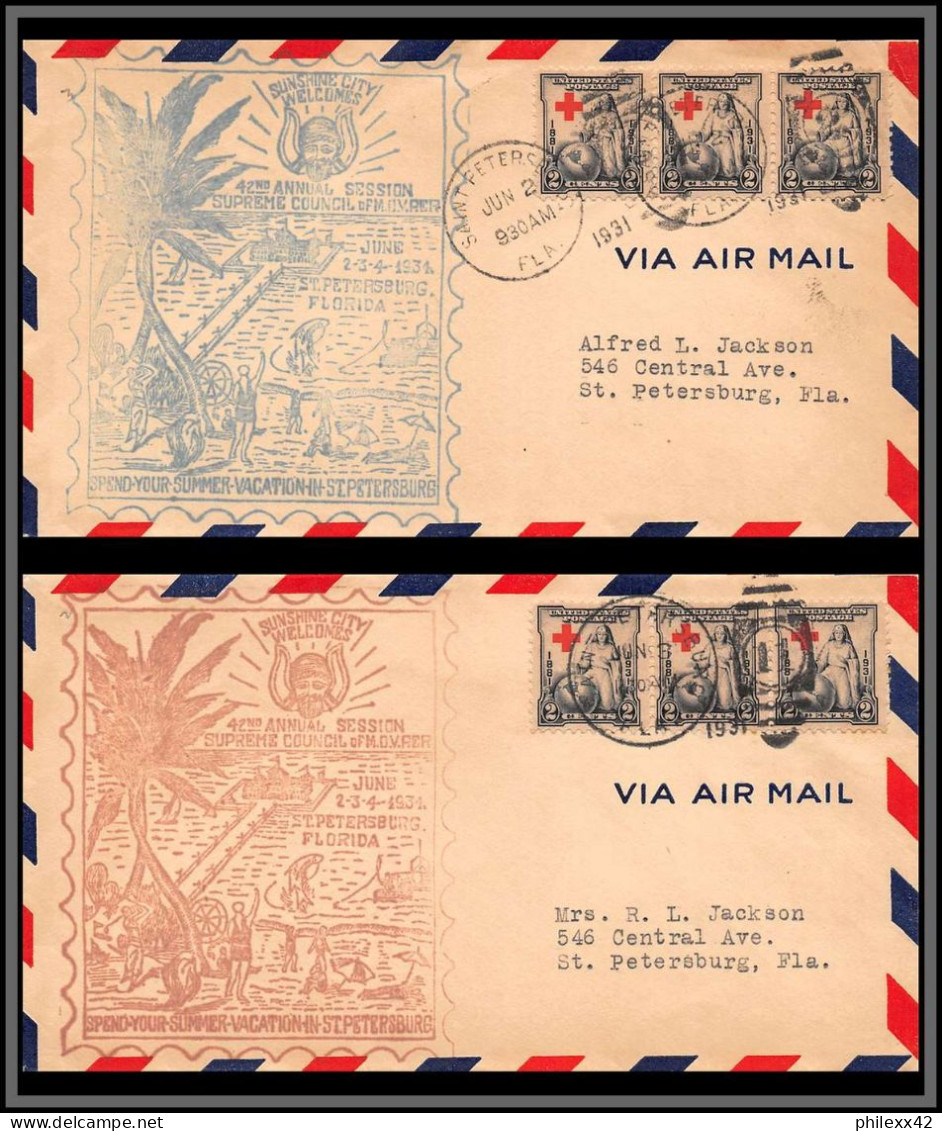 12076 St Petersburg Summer Vacation 2/6/1931 Lettre Airmail Cover Usa Aviation - 2c. 1941-1960 Briefe U. Dokumente