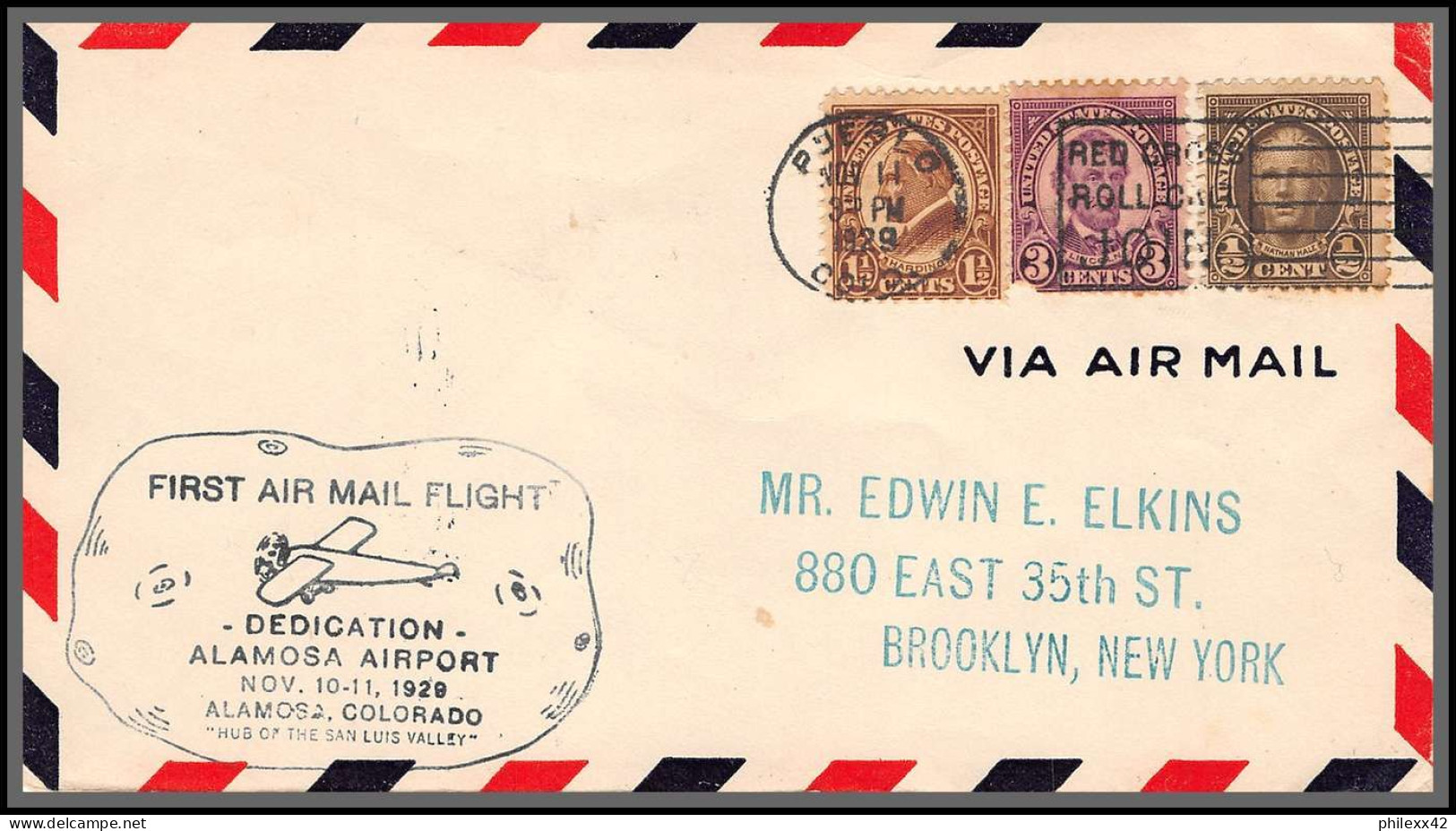 12004 10-11/11/1929 Premier Vol First Air Mail Flight Dedication Almosa Colorado Lettre Cover Usa Aviation - 1c. 1918-1940 Lettres