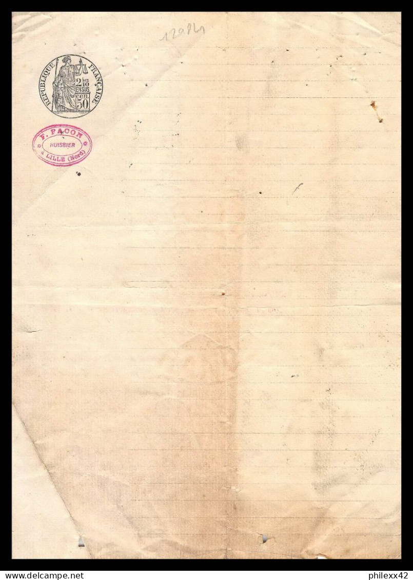 12984 Lille 1913 Société Générale Timbre Fiscal Fiscaux Sur Document France - Brieven En Documenten