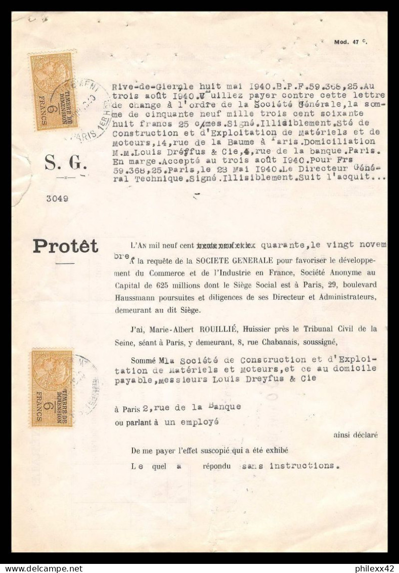 12963 12f Dimension 1940 Rive De Gier Loire Dreyfus Quittance Timbre Fiscal Fiscaux Sur Document France - Lettres & Documents