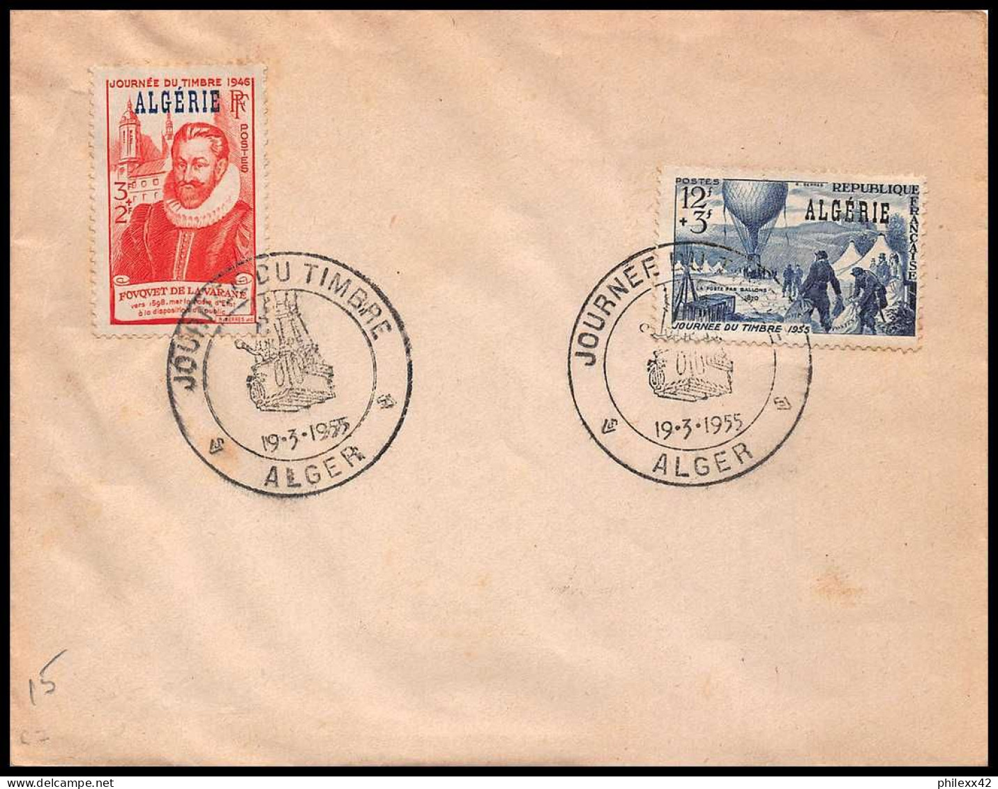 12926 N°328 + 325 La Vallette Journée Du Timbre 1955 Fdc Premier Jour Algérie Lettre Cover - Briefe U. Dokumente