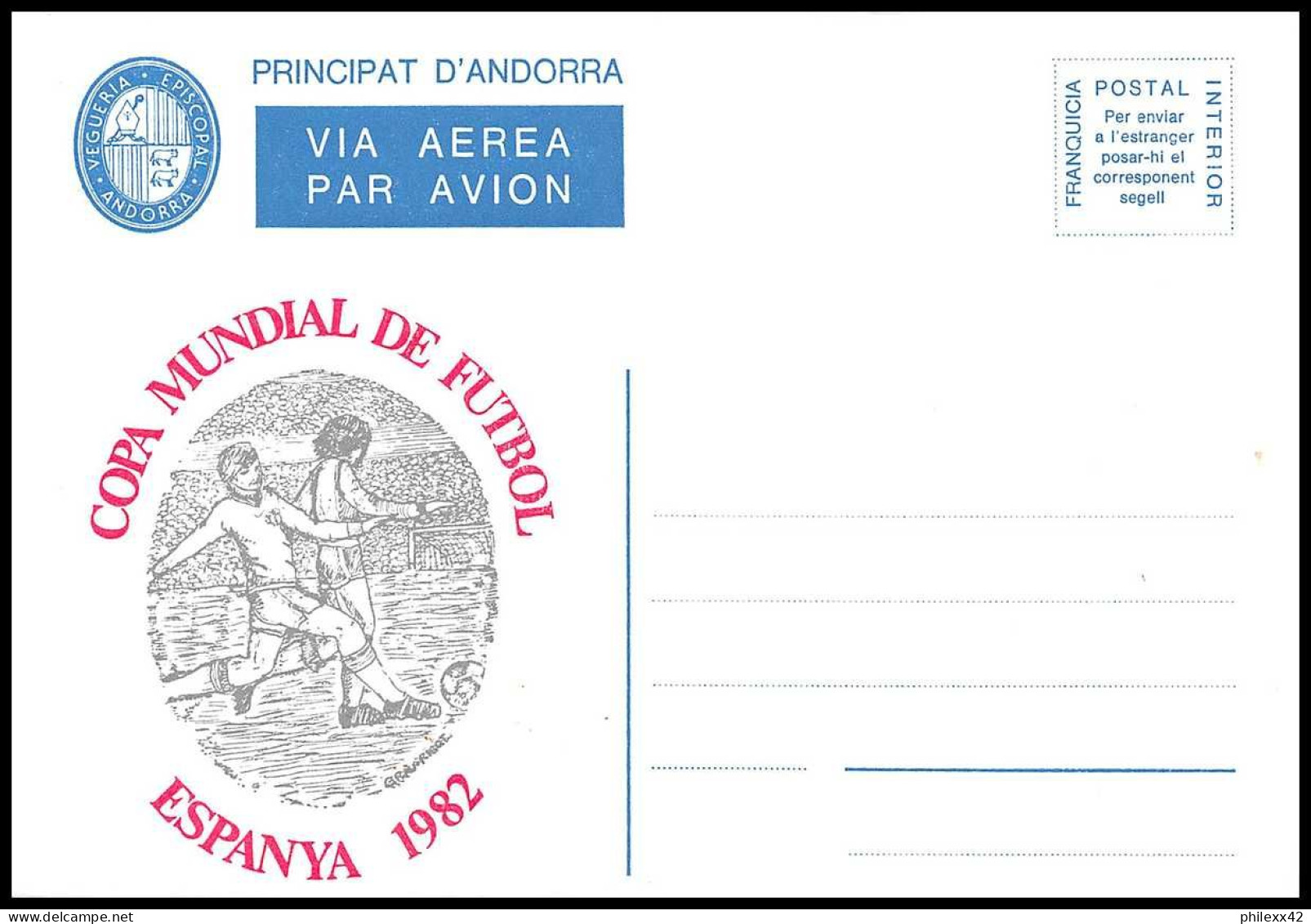 12909 1982 Copa Mundial De Futbol Football Soccer Andorre Andorra Franchise Postale Interieure Lettre Cover - 1982 – Espagne