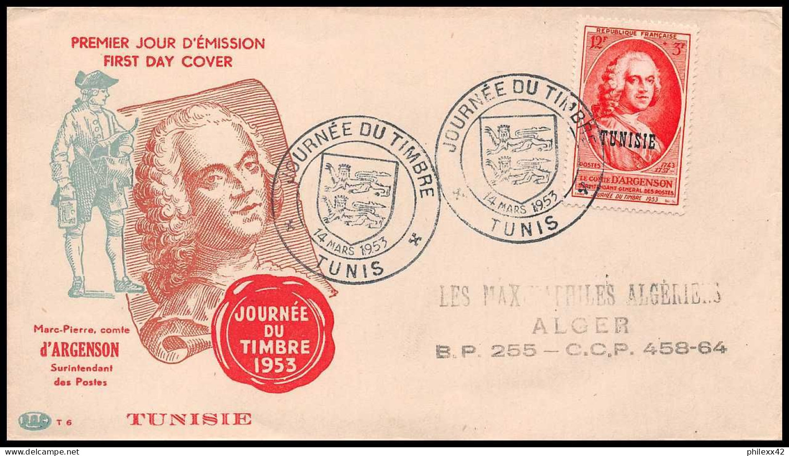 12927 N°359 Argenson Fdc Premier Jour Tunisie Lettre Cover - Lettres & Documents