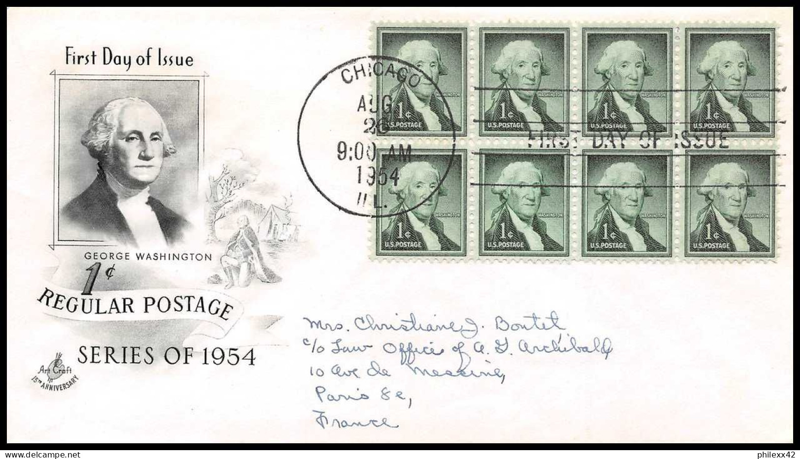 12867 Fdc Premier Jour Regular Issue 1954 Chicago Usa états Unis Lettre Cover - Lettres & Documents