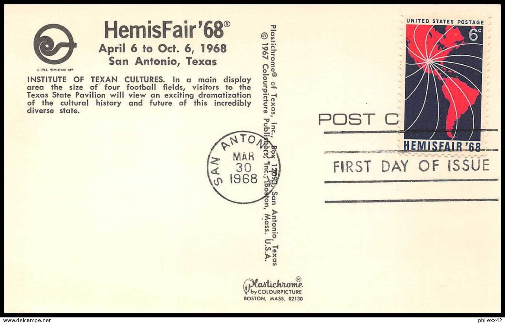 12875 LOT DE 7 fdc premier jour maximum hemisfair' 68 usa états unis carte postale postcard