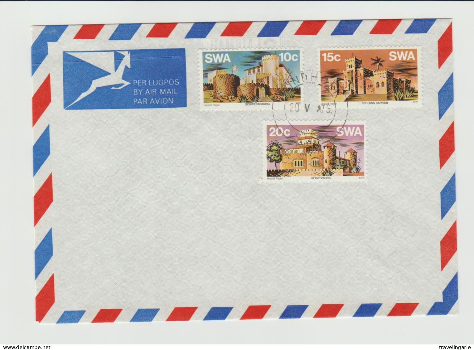 South West Africa 1976 Castles Set On Unadressed Letter Windhoek Cancel - Schlösser U. Burgen