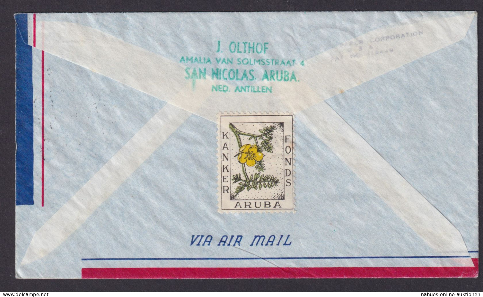 San Nicolas Aruba Niederländische Antillen Brief Blockrand Luftpost München - Curaçao, Antilles Neérlandaises, Aruba