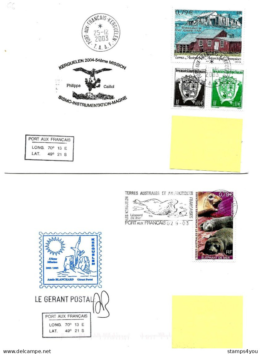 PO - 59 - 4 Plis Kerguelen Avec Cachets Illustrés - Lettres & Documents