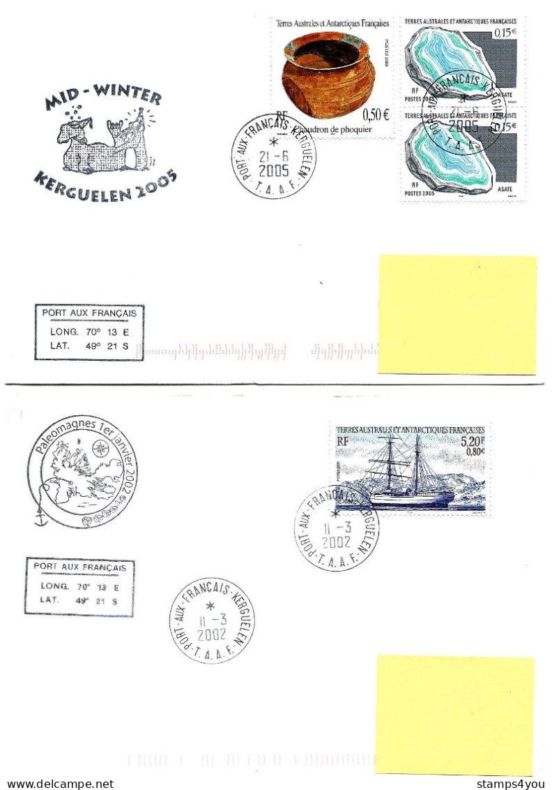 PO - 59 - 4 Plis Kerguelen Avec Cachets Illustrés - Lettres & Documents