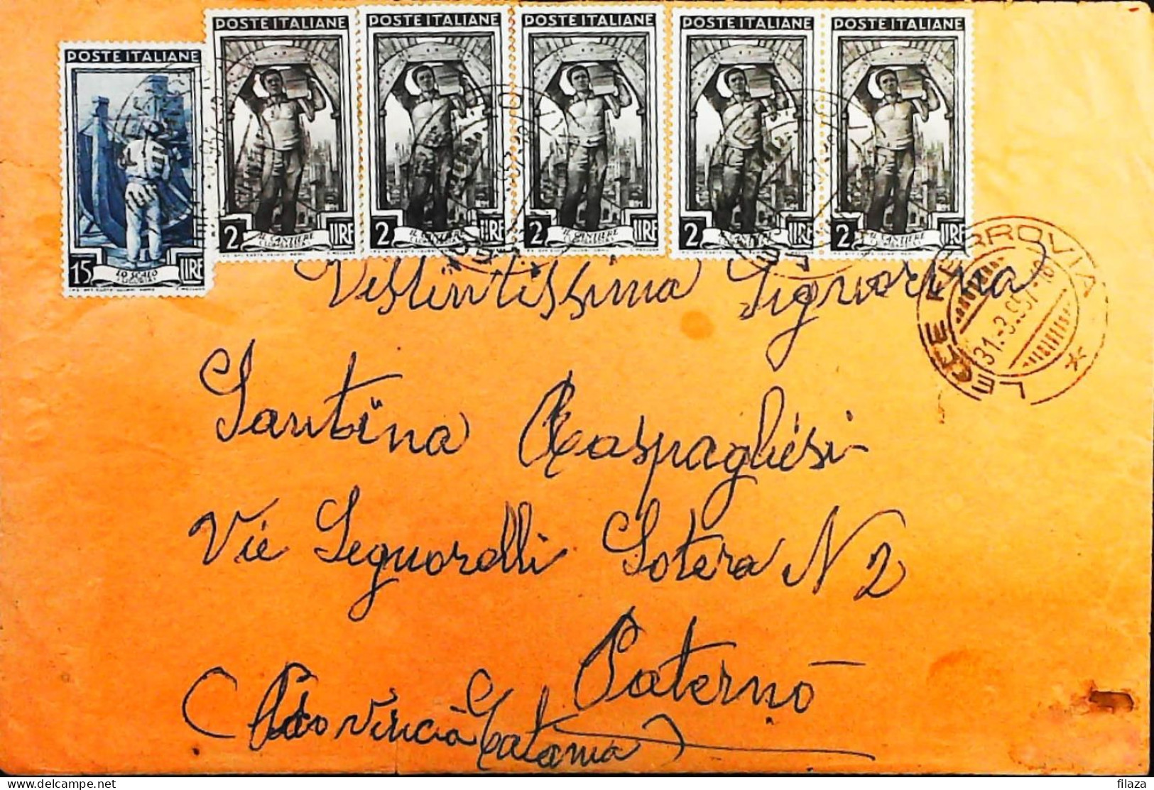 Italy - Repubblica - Italia Al Lavoro Lettera / Cartolina Da Lecce - S7378 - 1946-60: Marcophilie