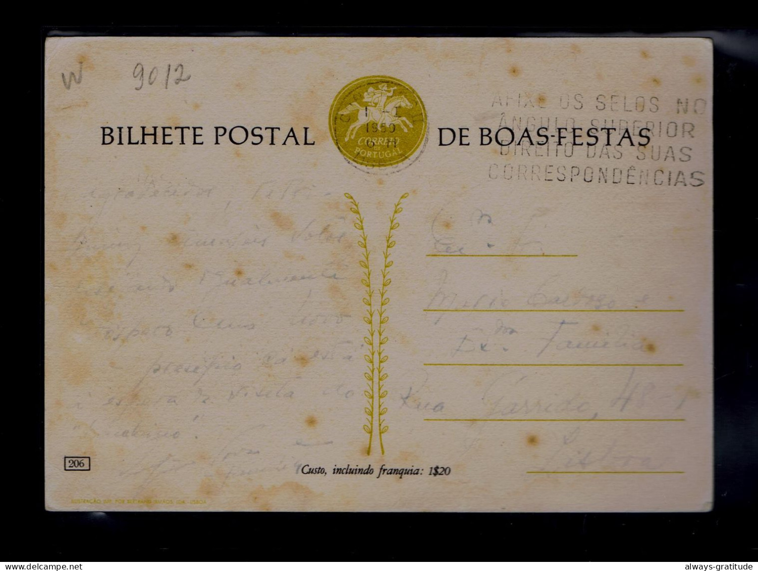 9012 PORTUGAL Used Postal Stationery +phoems  By Pedro Homem De Melo /Noel Christmas 1968 Painting By "GUIDA Otolini" - Christmas