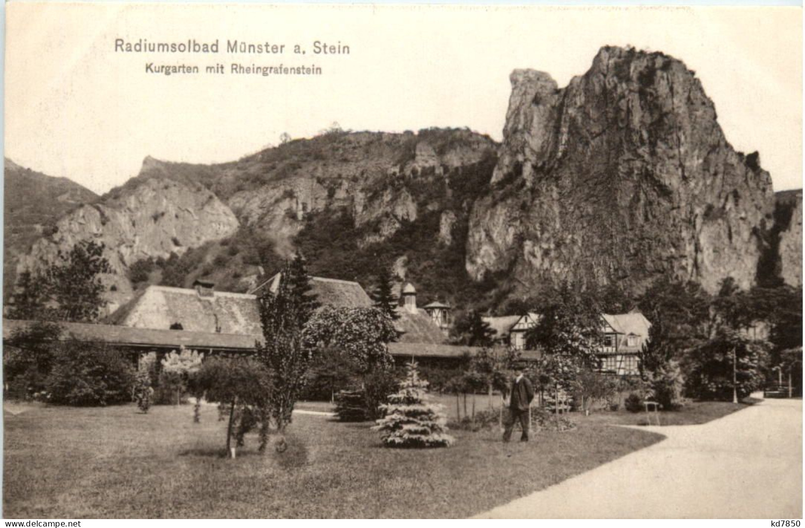 Radiumsolbad Münster A.Stein, Kurgarten Mit Rheingrafenstein - Bad Muenster A. Stein - Ebernburg