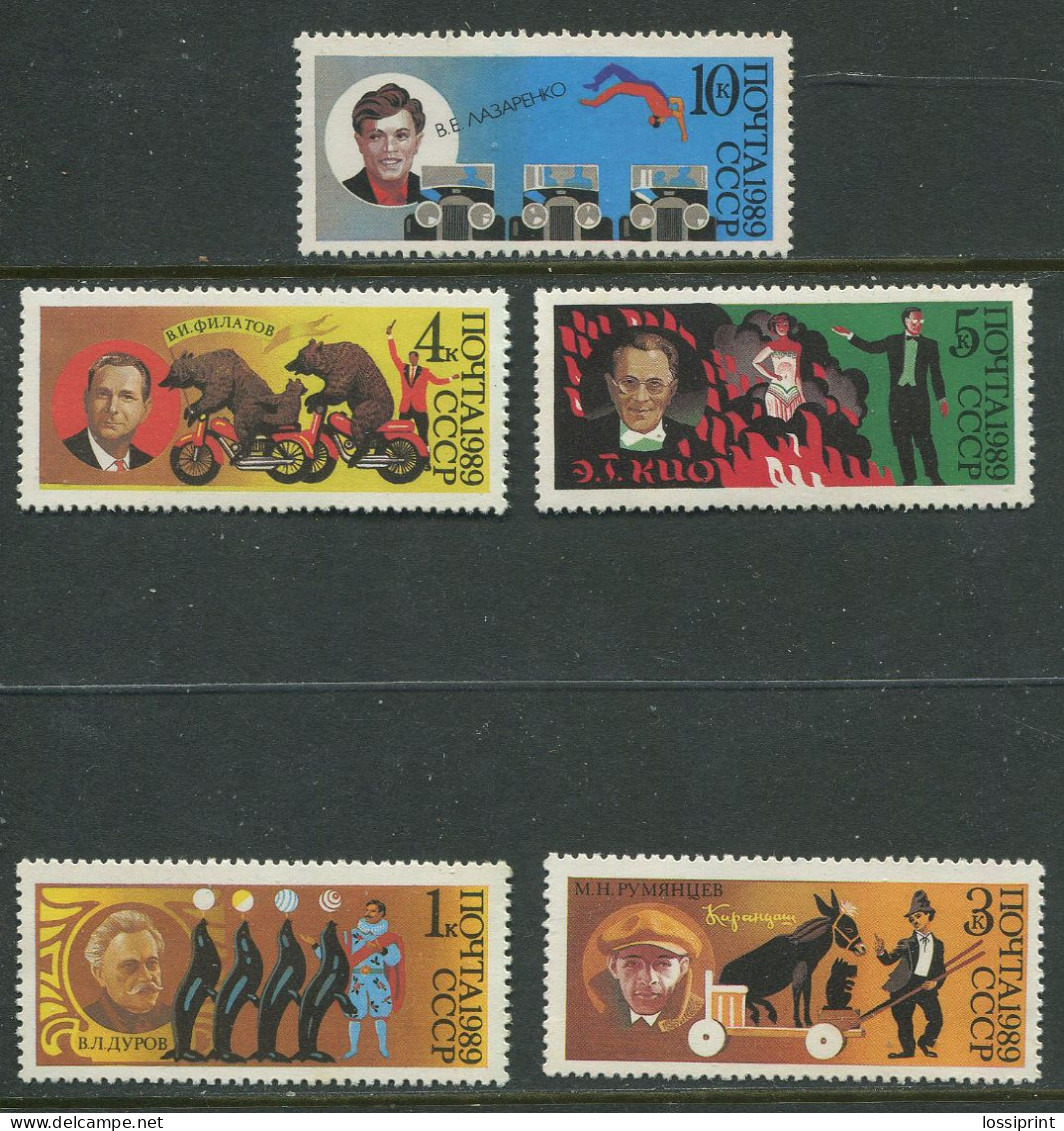 Soviet Union:Russia:USSR:Unused Stamps Serie Soviet Circus Artists, 1989, MNH - Circus