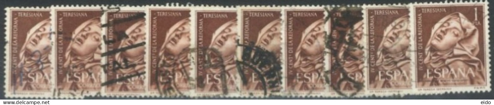 SPAIN, 1960/61, SAINT THERESA STAMP QTY. 10 DISCOUNTED (SPECIAL PRICE), USED. - Gebruikt