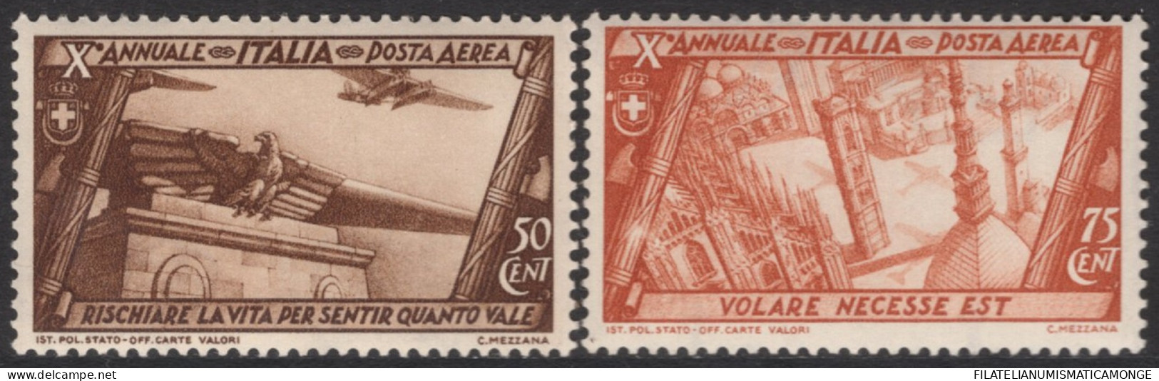 Italia / Italia 1932 Aereo 39/40 **/MNH 10º Aniversario Marcha Sobre Roma - 2 S - Sonstige & Ohne Zuordnung