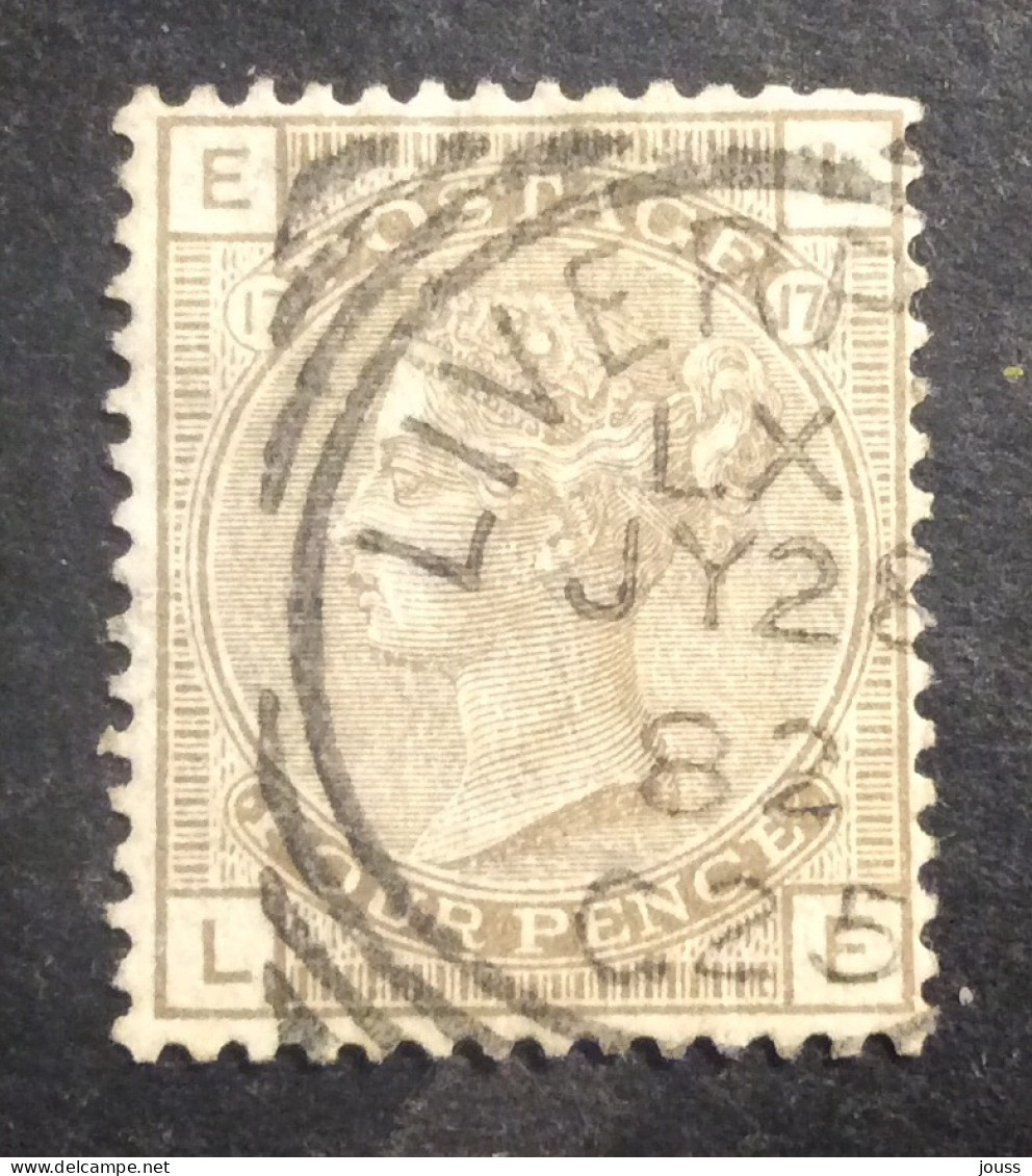 GB58 Victoria 4 P Gris Brun YT 64  Planche 17 Couronne Oblitéré - Used Stamps