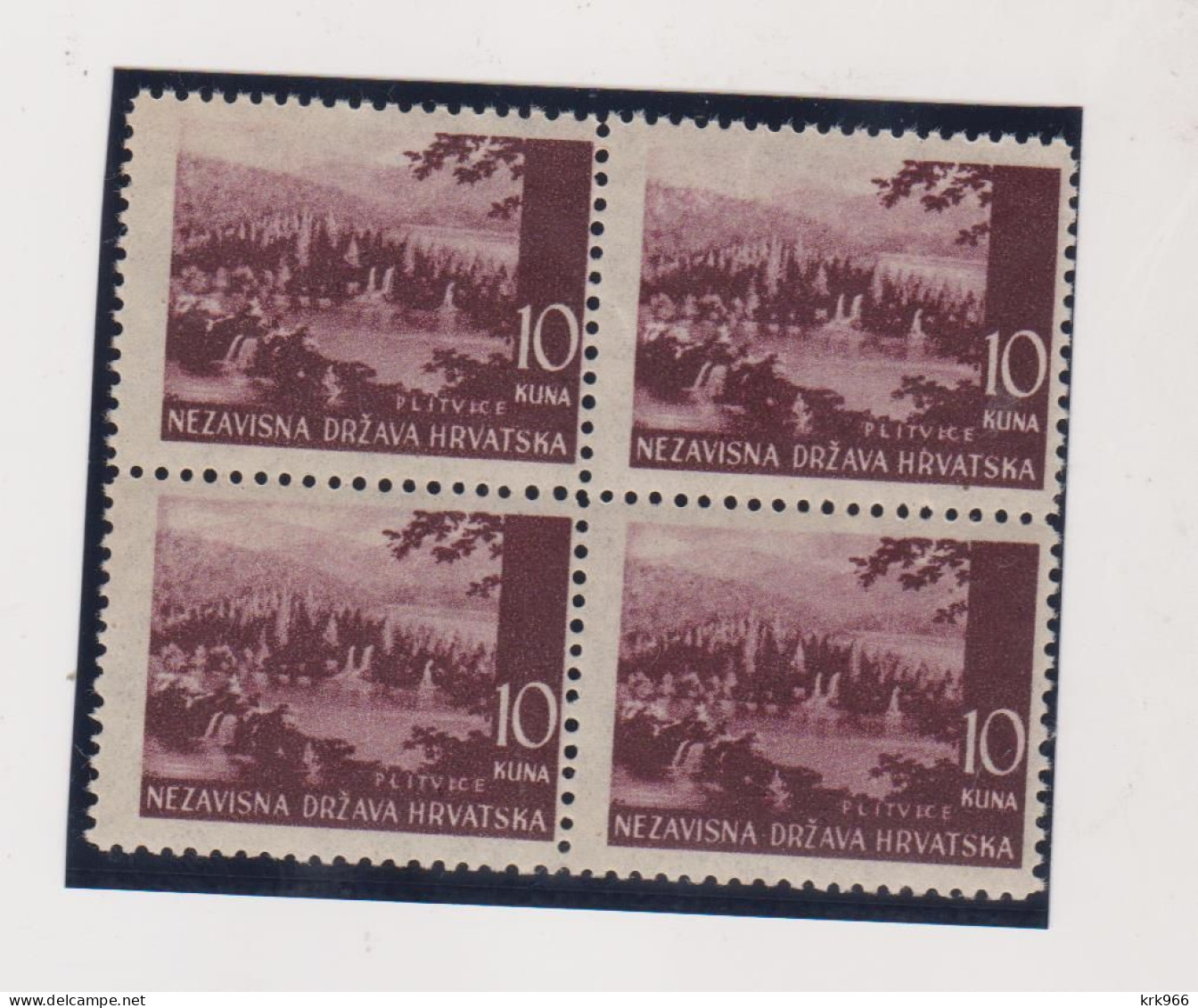 CROATIA WW II, 10 Kn Landscape War Paper  Bloc Of 4 MNH - Croatie