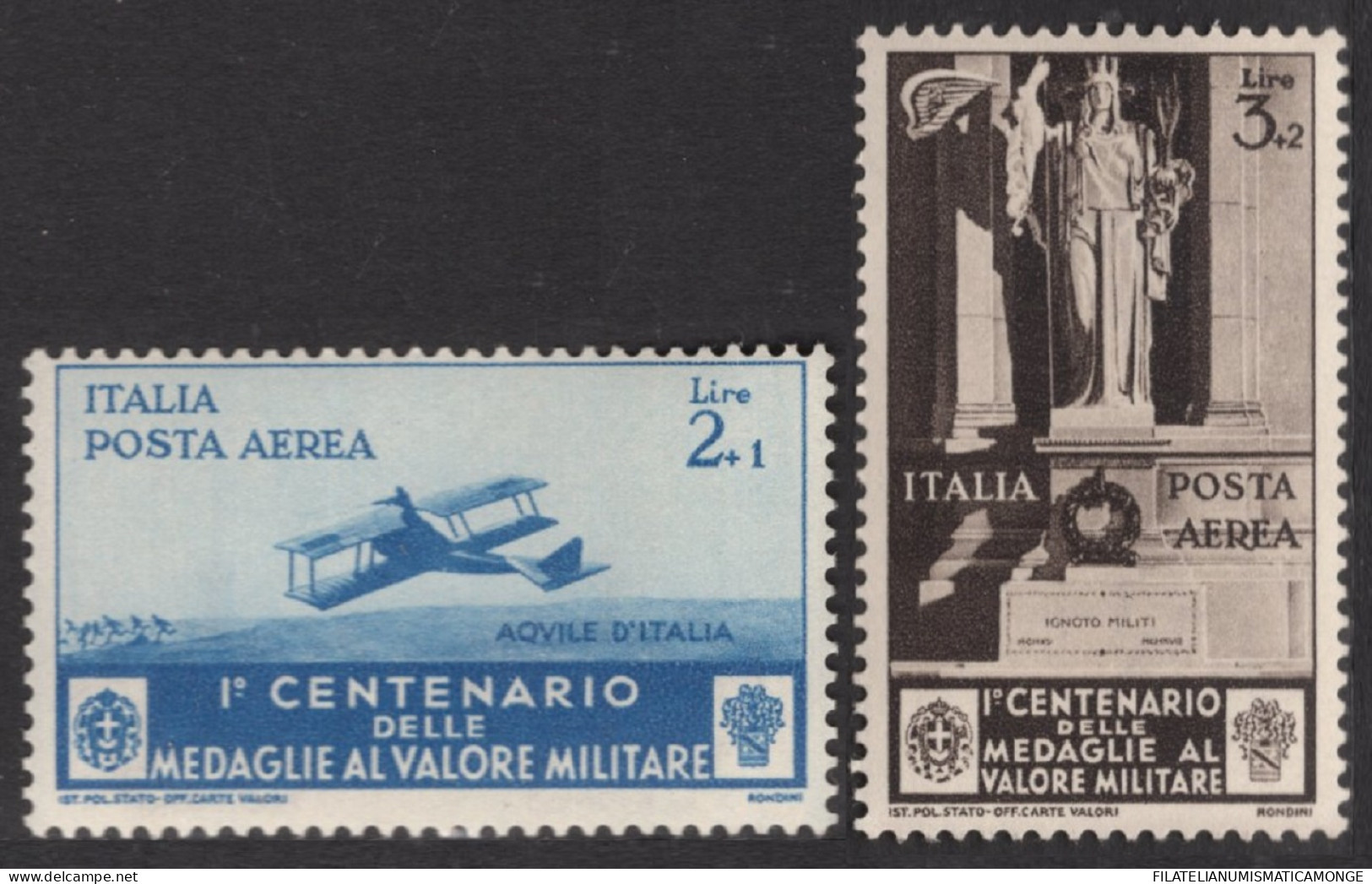 Italia / Italia 1934 Aereo 74/75 **/MNH 2 Y 3 Liras / Centenario De La Instituc - Andere & Zonder Classificatie