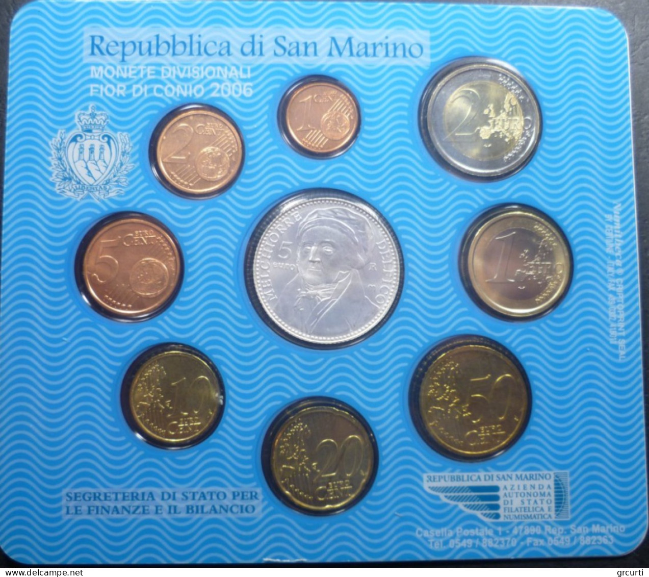 San Marino - 2006 - Serie Zecca - Con 5 € Argento "Melchiorre Delfico" - San Marino