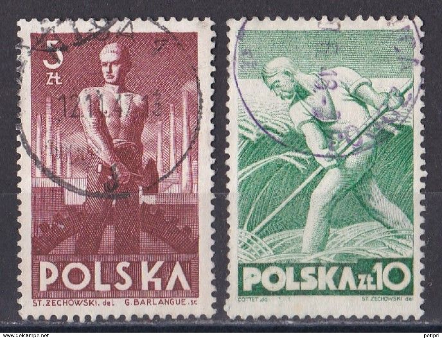 Pologne - République 1944 - 1960   Y & T N °  504  Et   505  Oblitérés - Usados