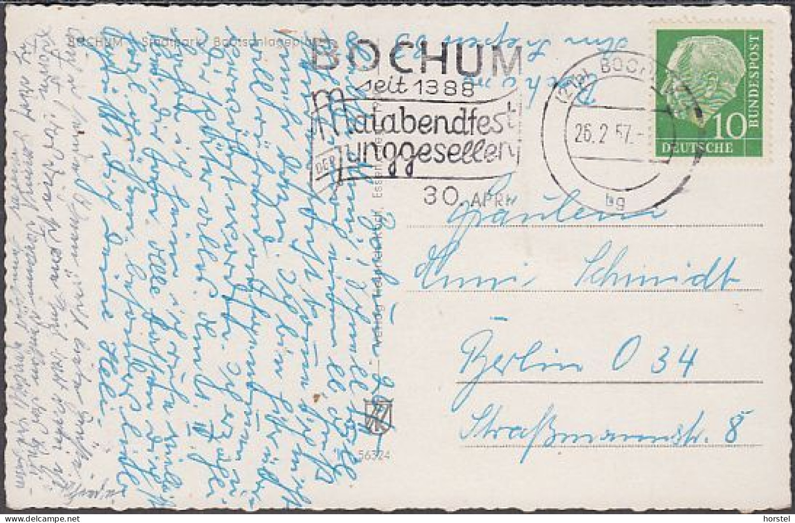 D-44787 Bochum - Stadtpark - Bootsanlegeplatz - Paddelboote (50er Jahre) Stamp - Bochum