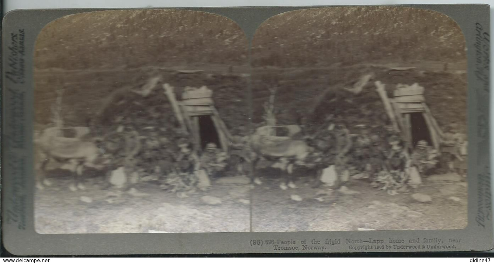 PHOTO STEREOSCOPIQUE - NORVEGE - LAPONS Dans Le Tromsdal Glacial - Photos Stéréoscopiques