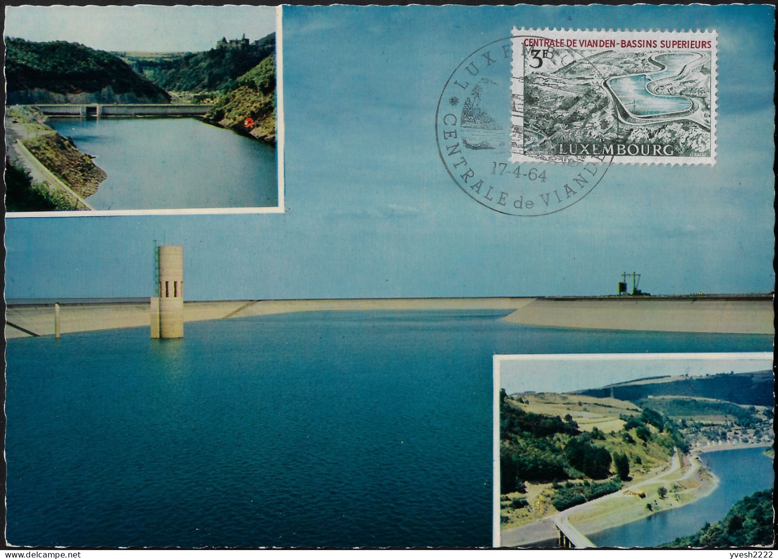 Luxembourg 1964 Y&T 644 Et 645 Sur 2 Cartes Maxima. Barrage De L'Our à Vianden - Agua