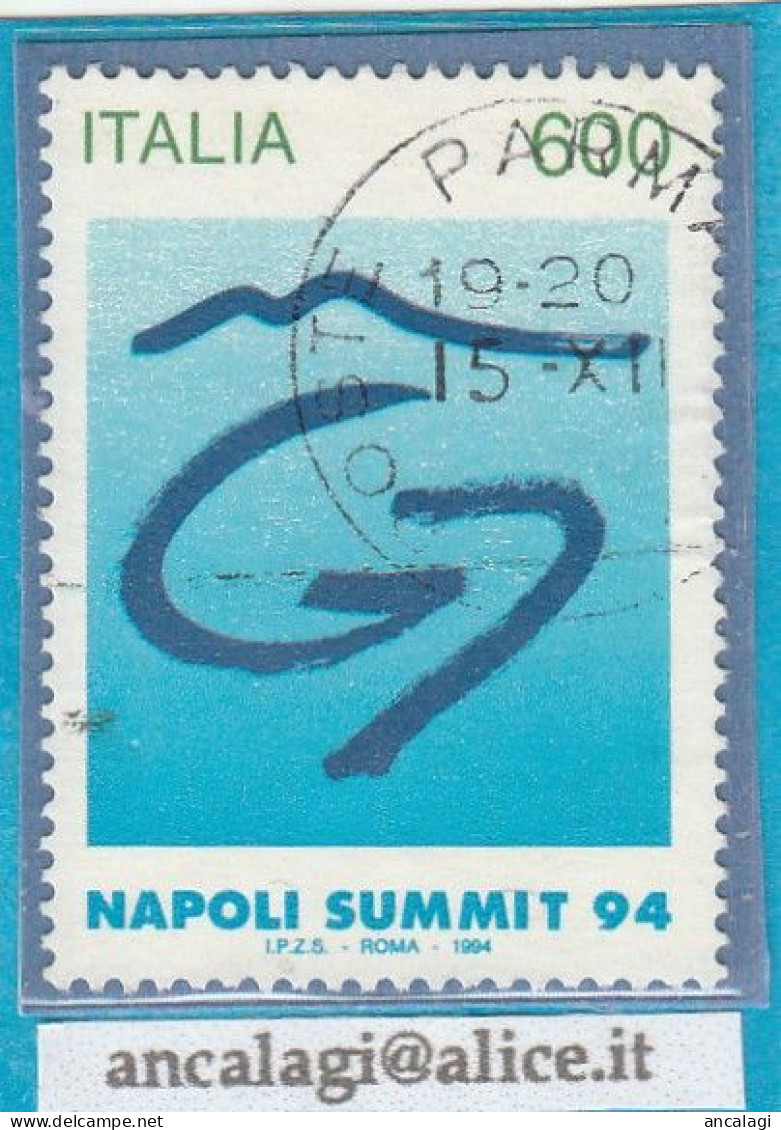 USATI ITALIA 1994 - Ref.0702 "G7-NAPOLI SUMMIT 94" 1 Val. - - 1991-00: Oblitérés