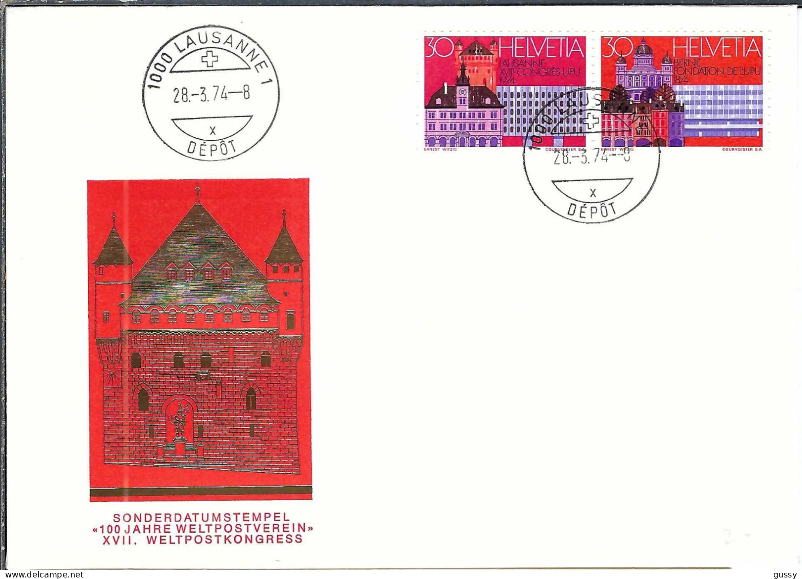 SUISSE Ca.1974: LSC Ill. "Congrès UPU à Lausanne" - FDC