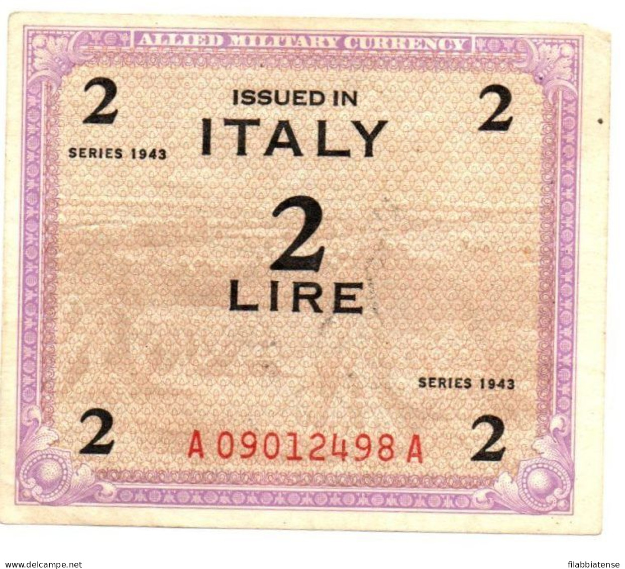 Italia - Occupazione Alleata 2 Lire 1943 Bep - Geallieerde Bezetting Tweede Wereldoorlog