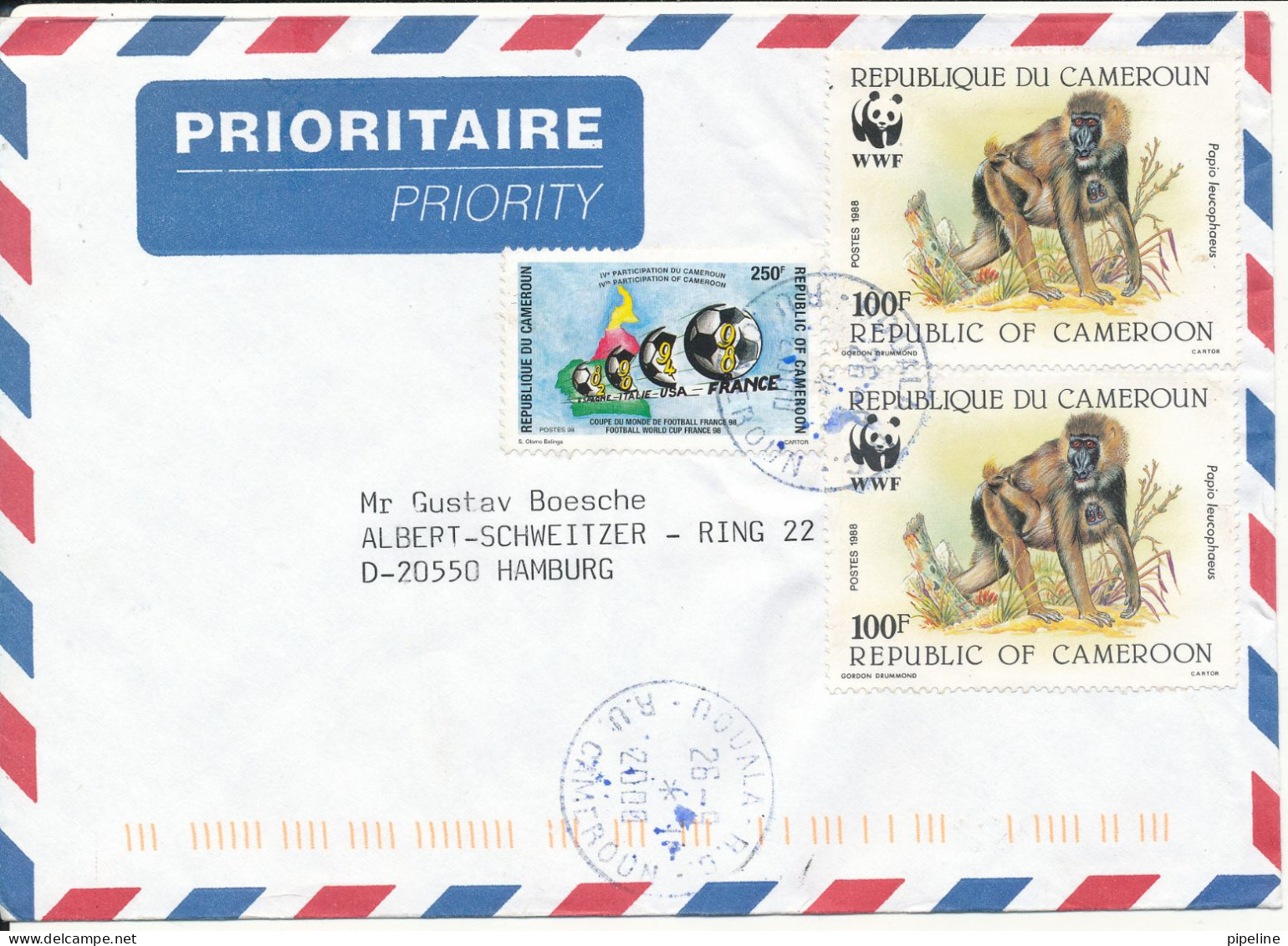 Cameroon Air Mail Cover Sent To Germany 26-9-2000 With WWF Stamps - Camerun (1960-...)