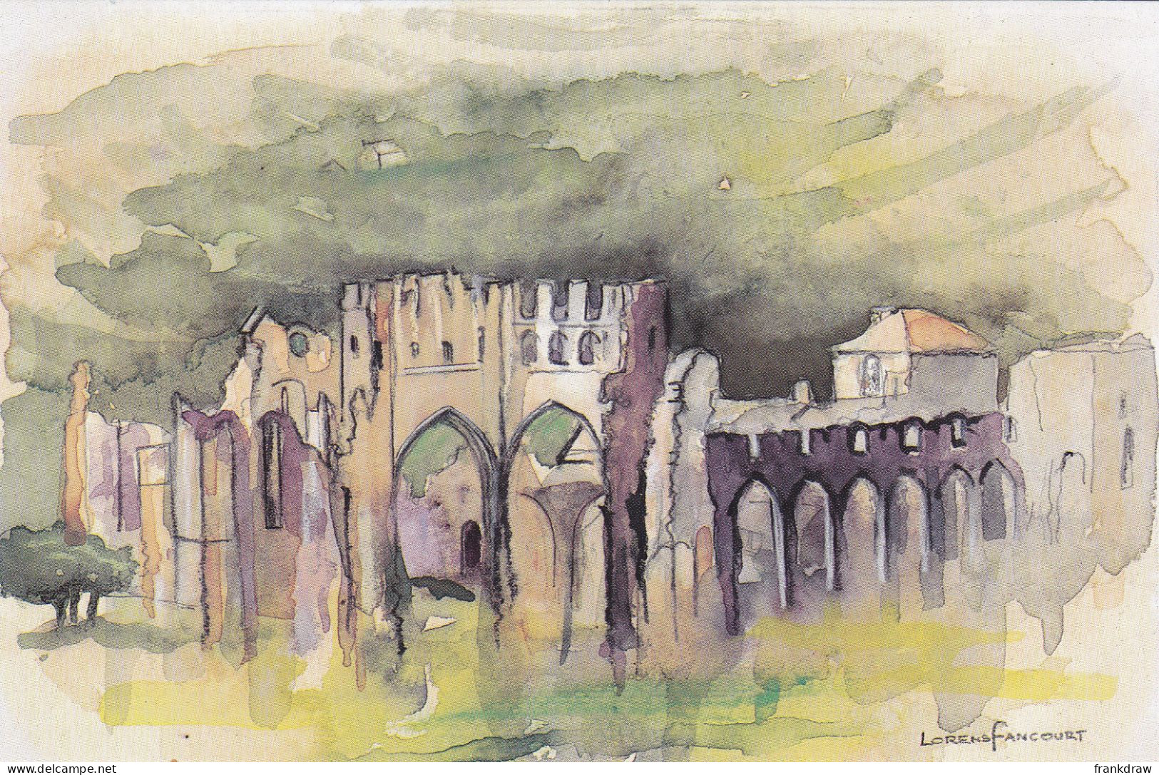 Postcard - Art - Lorens Fancourt - The Ruins Of The 12th Century Ausustinain Priory At Llanthony (Watercolour) - VG - Ohne Zuordnung