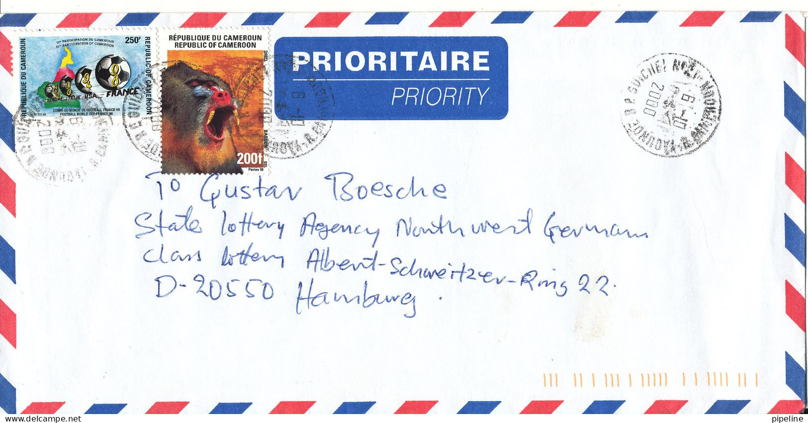 Cameroon Air Mail Cover Sent To Germany 6-10-2000 Soccer Football Stamp - Cameroun (1960-...)