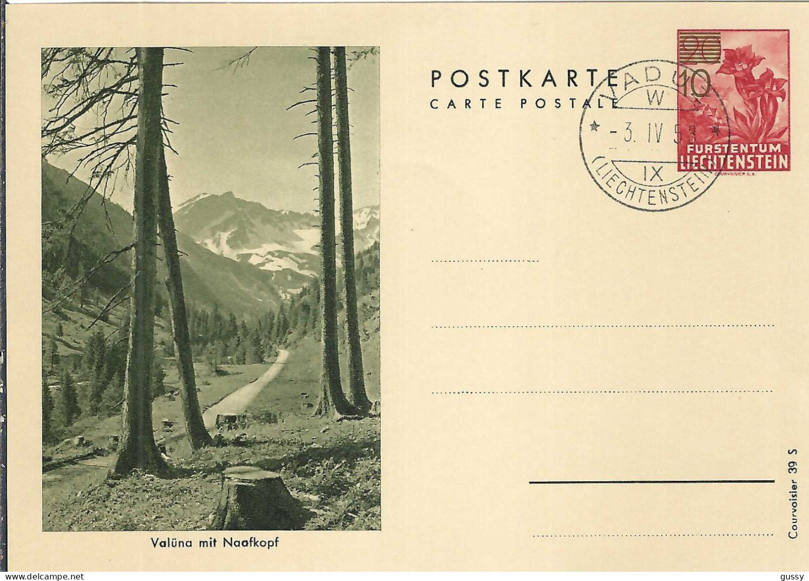 LIECHTENSTEIN Ca.1958: 3 Entiers Postaux De 10c De Vaduz - Briefe U. Dokumente