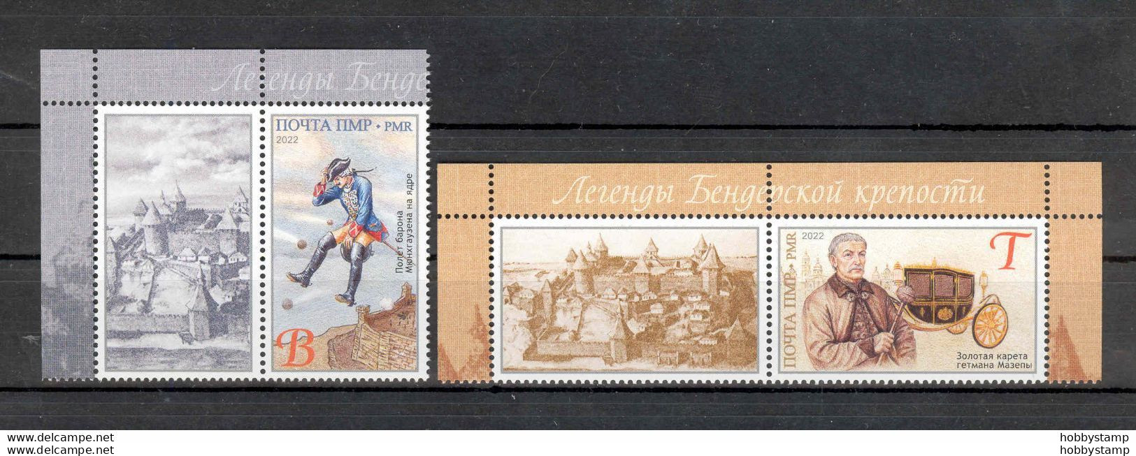 Label Transnistria 2022 Stories And Myths Europa CEPT  2v**MNH + 2 Labels - Etichette Di Fantasia