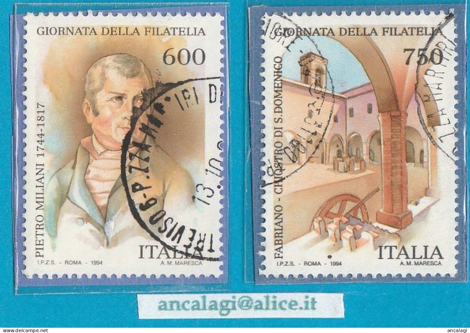 USATI ITALIA 1994 - Ref.0704 "GIORNATA DELLA FILATELIA" Serie Di 2 Val. - - 1991-00: Gebraucht