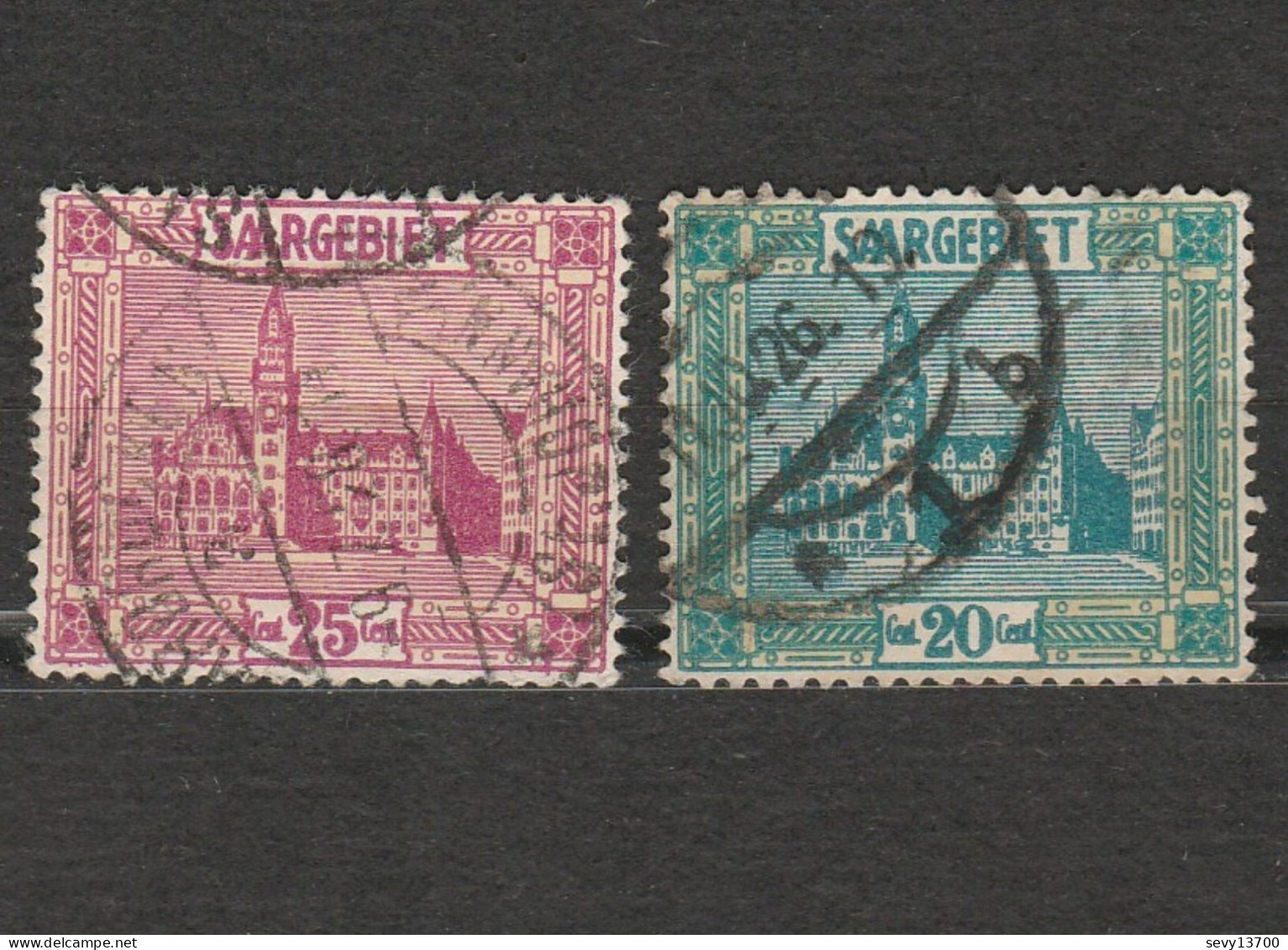 Sarre - Saar Land 5 Timbres Année 1922 - Port Bateau - Industrie Usine - Pont - Mi 92 - 91 - 86 Hotel De Ville Mi 88 89 - Usati