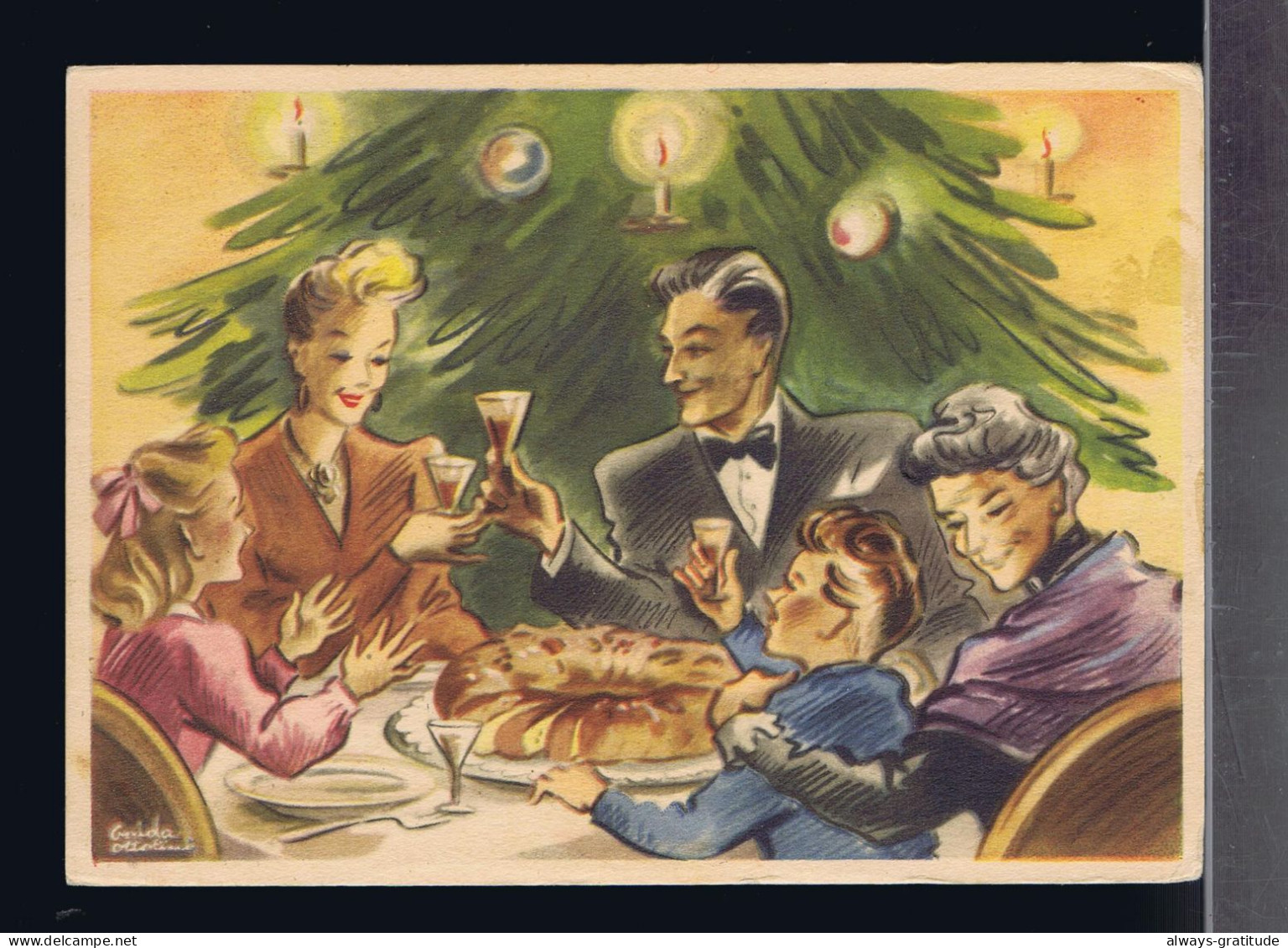 Sp10483 PORTUGAL Mint Postal Stationery /Noel Christmas 1946 Fêtes Food King-cake Family Painting By "GUIDA Otolini" - Weihnachten